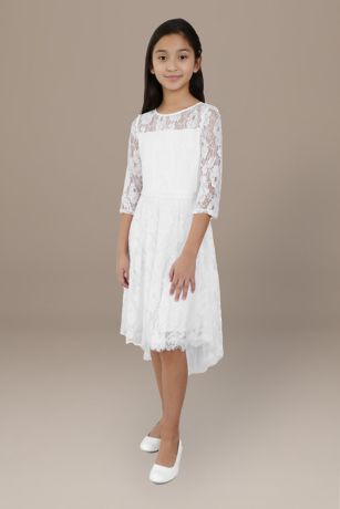 Erica High-Low Lace Flower Girl Dress ...
